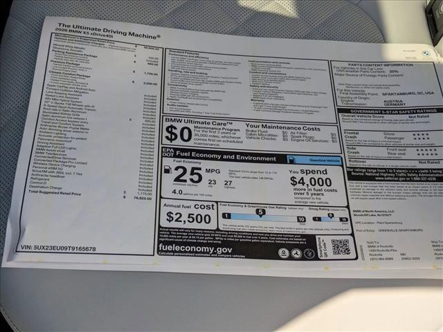 new 2026 BMW X5 car, priced at $76,825