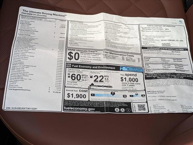 new 2026 BMW X5 PHEV car, priced at $81,250