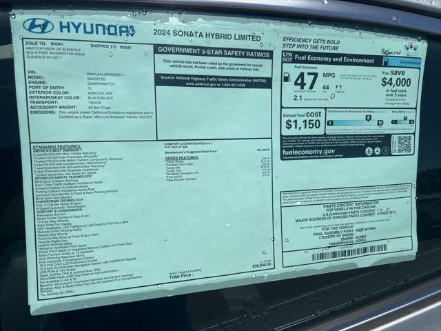 new 2024 Hyundai Sonata Hybrid car, priced at $35,992