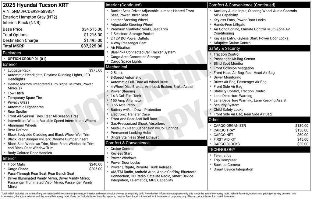 new 2025 Hyundai Tucson car, priced at $31,594