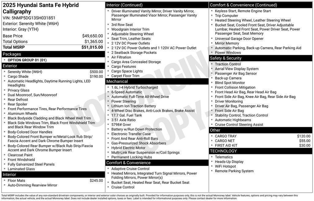 new 2025 Hyundai SANTA FE HEV car, priced at $44,035
