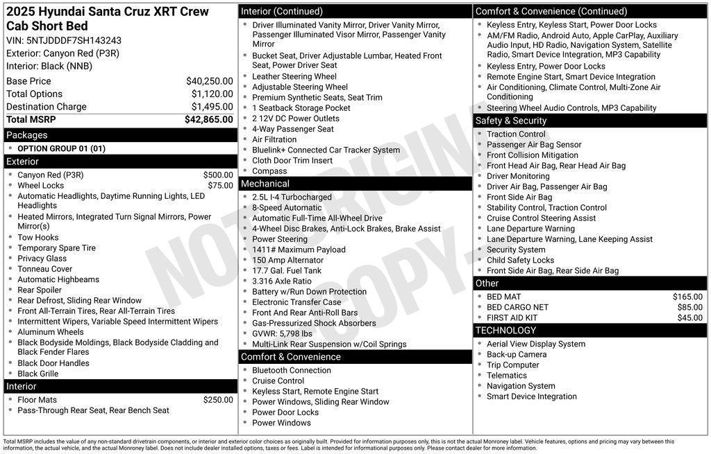new 2025 Hyundai SANTA CRUZ car, priced at $41,530