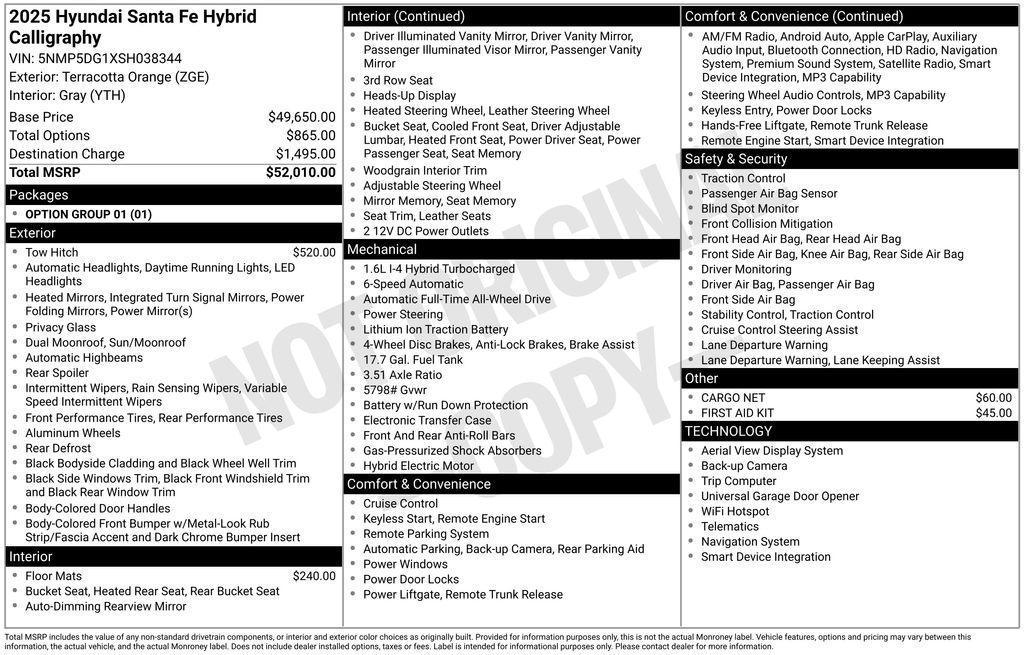 new 2025 Hyundai SANTA FE HEV car, priced at $47,555