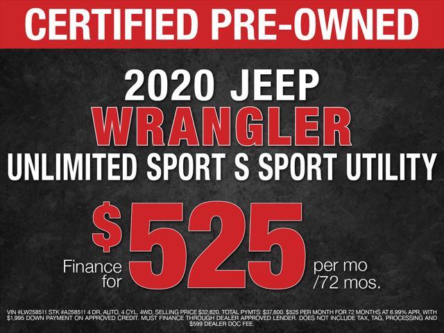 used 2020 Jeep Wrangler Unlimited car, priced at $32,820