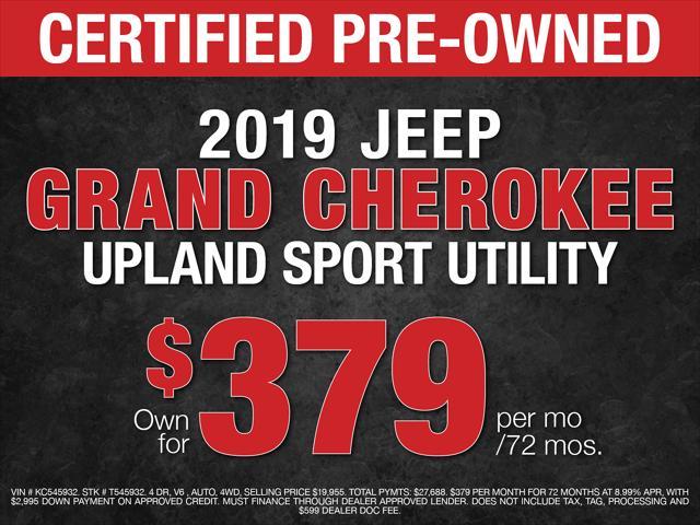 used 2019 Jeep Grand Cherokee car, priced at $20,929