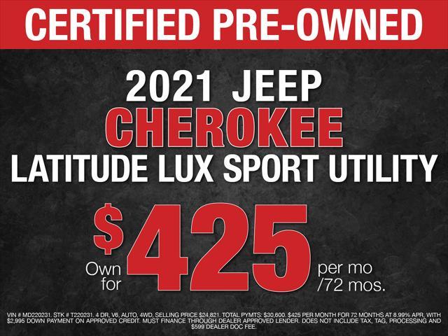 used 2021 Jeep Cherokee car, priced at $24,441