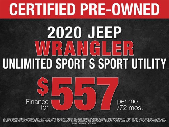 used 2020 Jeep Wrangler Unlimited car, priced at $34,330