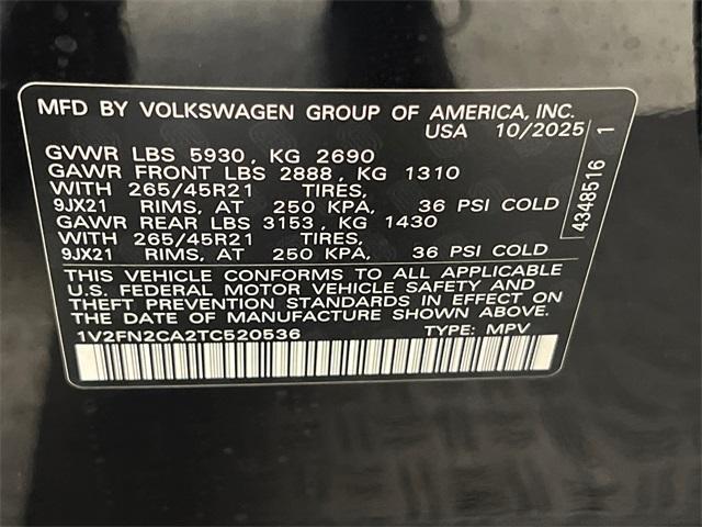 new 2026 Volkswagen Atlas car, priced at $54,348