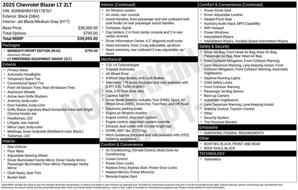 new 2025 Chevrolet Blazer car, priced at $35,990