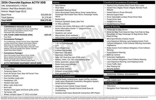 new 2026 Chevrolet Equinox car, priced at $32,170