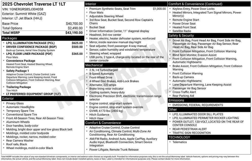 new 2025 Chevrolet Traverse car, priced at $42,385