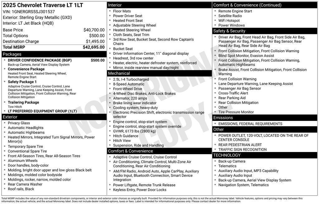 new 2025 Chevrolet Traverse car, priced at $39,695