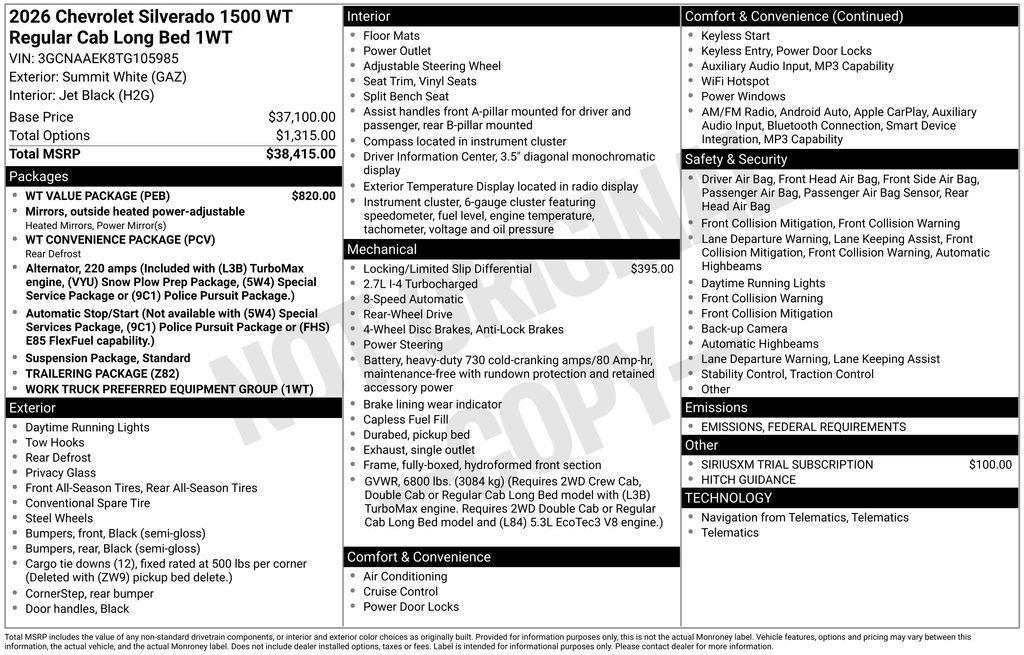 new 2026 Chevrolet Silverado 1500 car, priced at $33,660