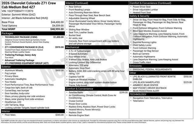 new 2026 Chevrolet Colorado car, priced at $49,554