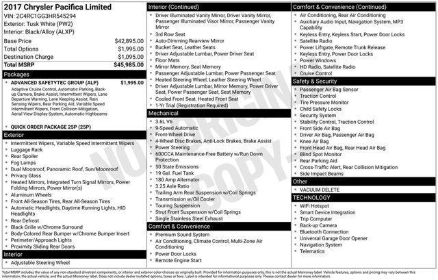 used 2017 Chrysler Pacifica car, priced at $14,500