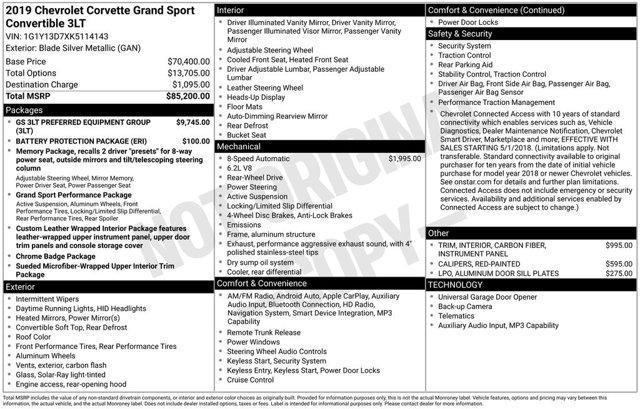 used 2019 Chevrolet Corvette car, priced at $59,000