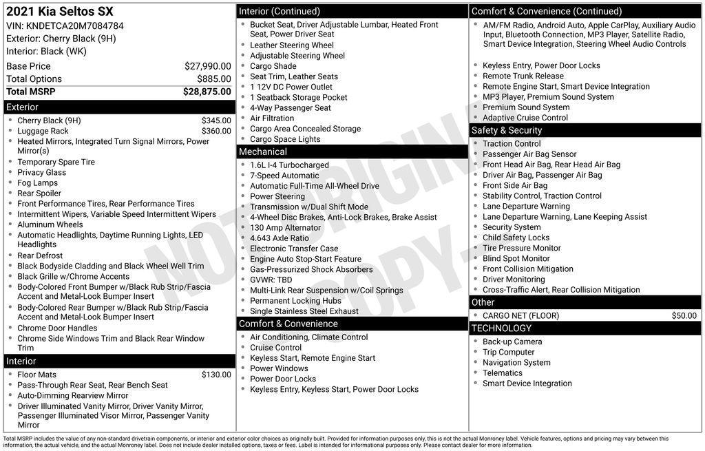 used 2021 Kia Seltos car, priced at $18,771