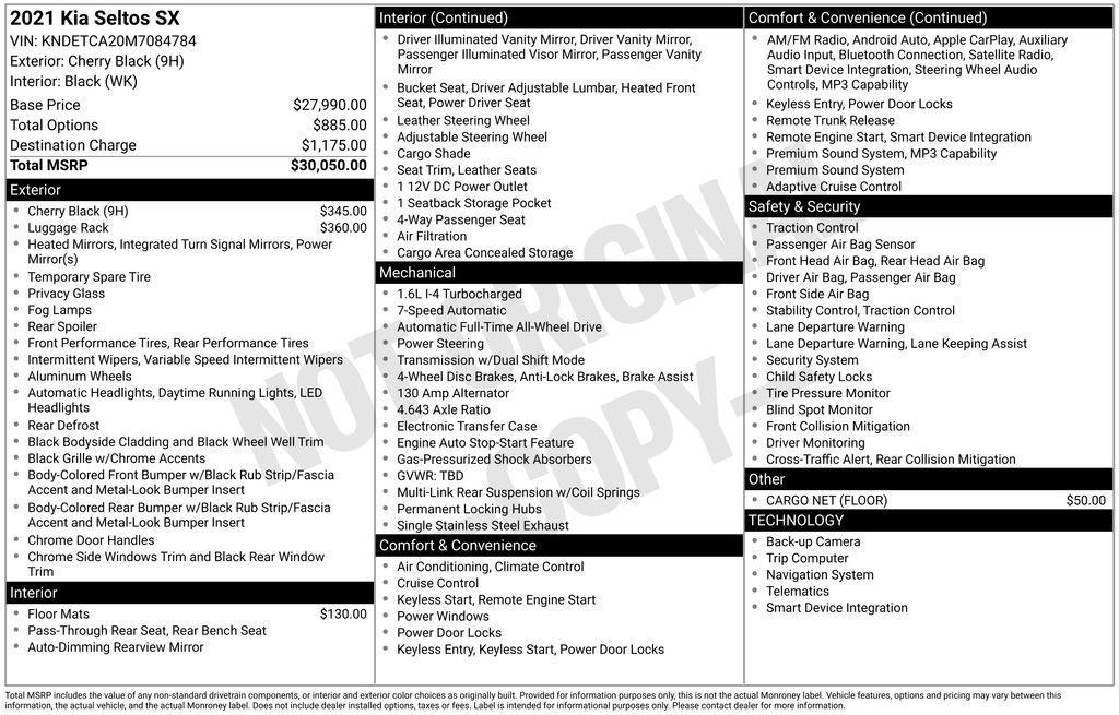 used 2021 Kia Seltos car, priced at $18,000