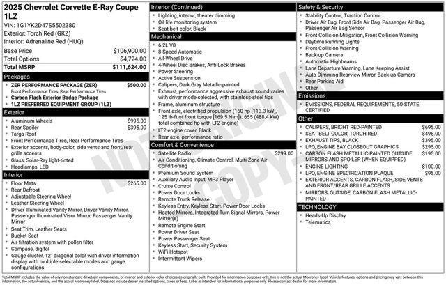 new 2025 Chevrolet Corvette car, priced at $106,519