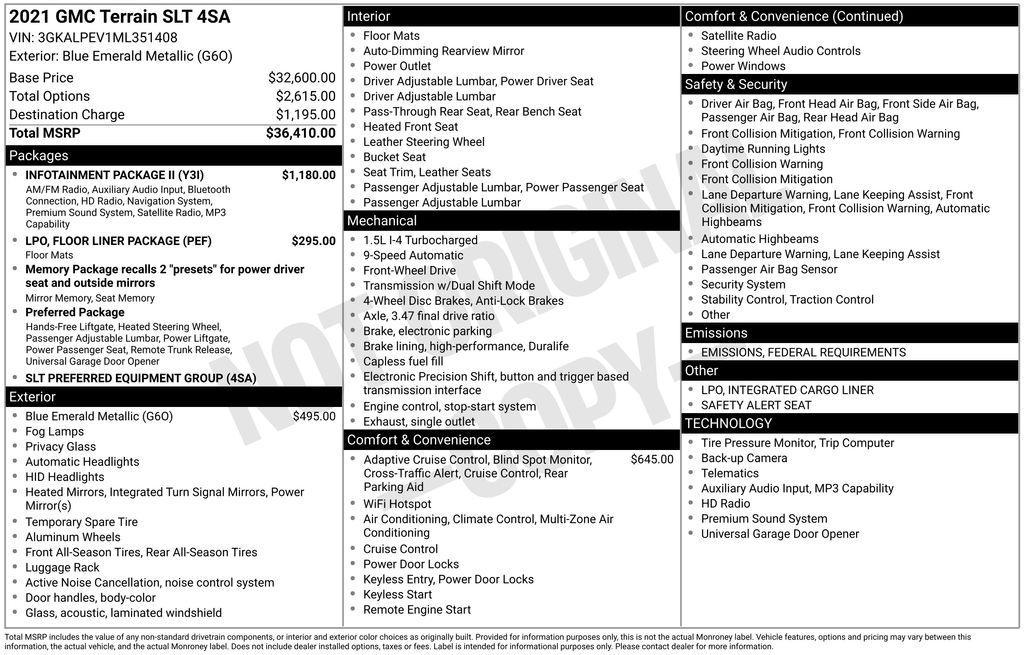 used 2021 GMC Terrain car, priced at $18,500