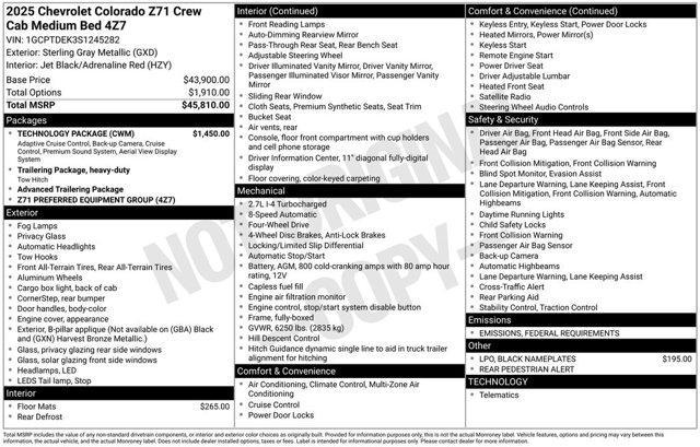 new 2025 Chevrolet Colorado car, priced at $45,505