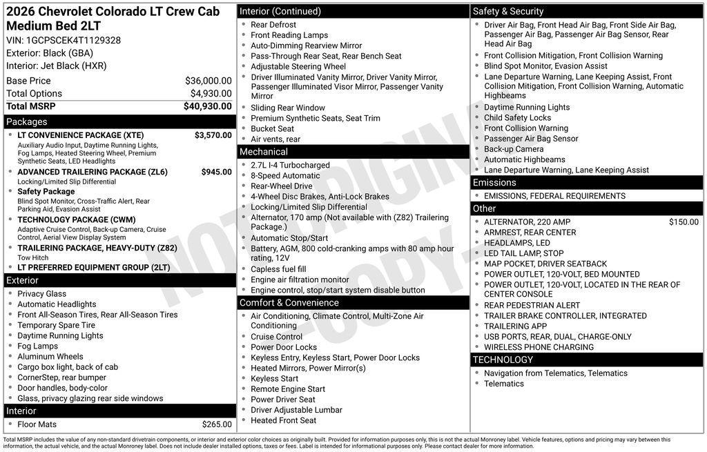 new 2026 Chevrolet Colorado car, priced at $41,025