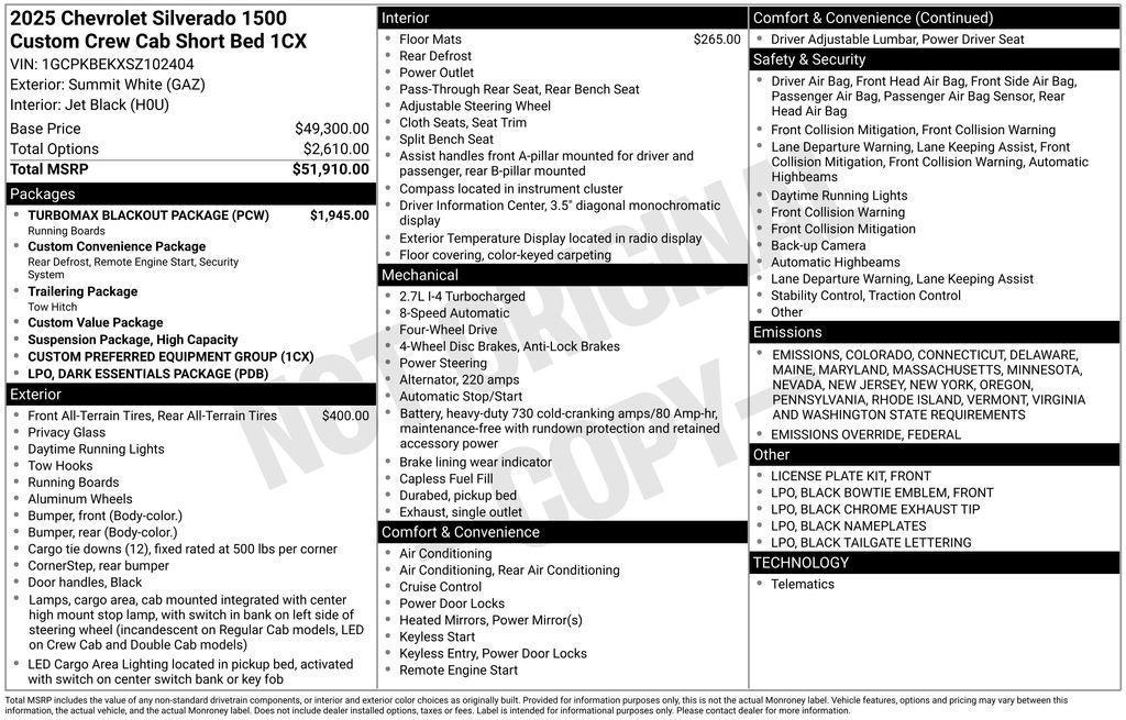 new 2025 Chevrolet Silverado 1500 car, priced at $43,520