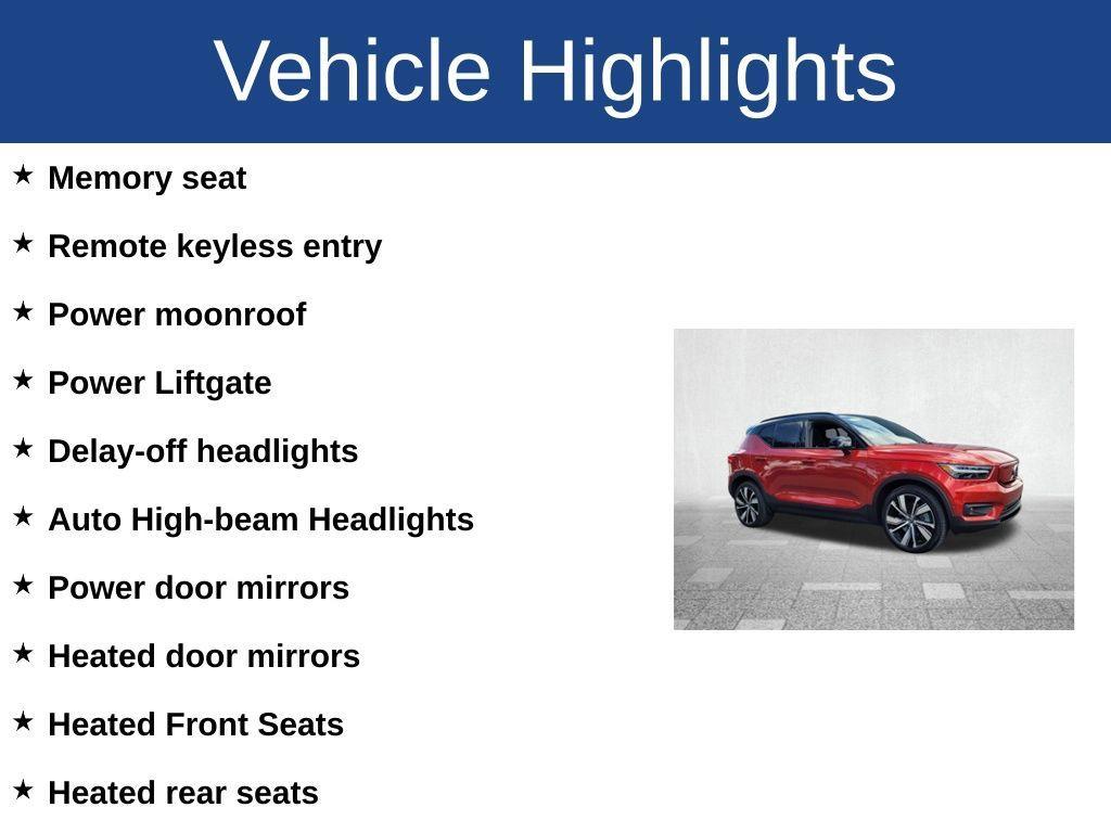 used 2022 Volvo XC40 Recharge Pure Electric car, priced at $26,961