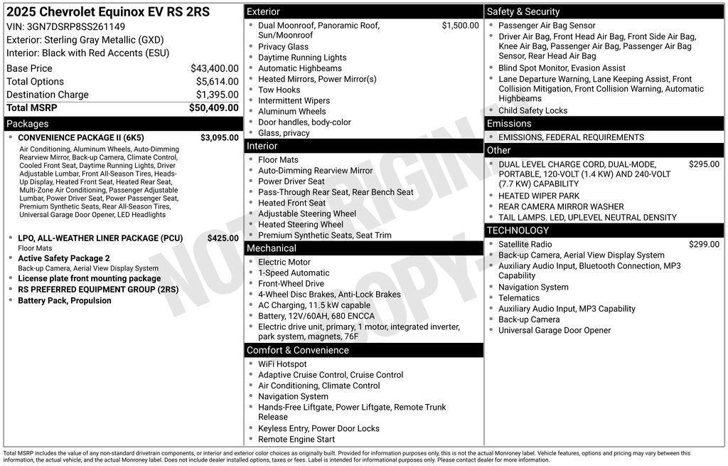 new 2025 Chevrolet Equinox EV car, priced at $44,409