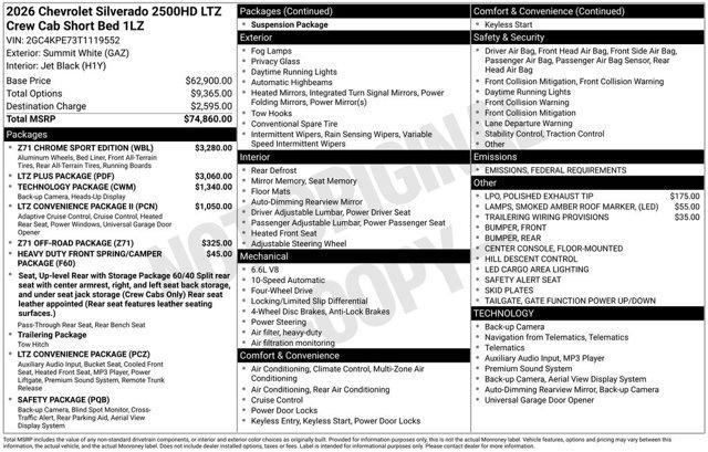 new 2026 Chevrolet Silverado 2500 car, priced at $71,360