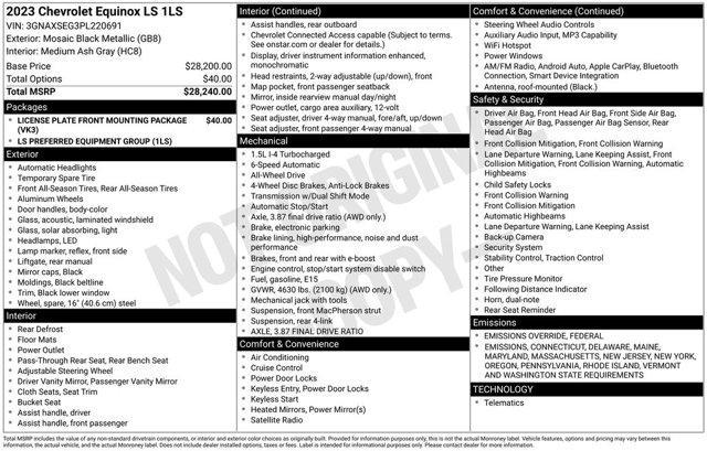 used 2023 Chevrolet Equinox car, priced at $22,000