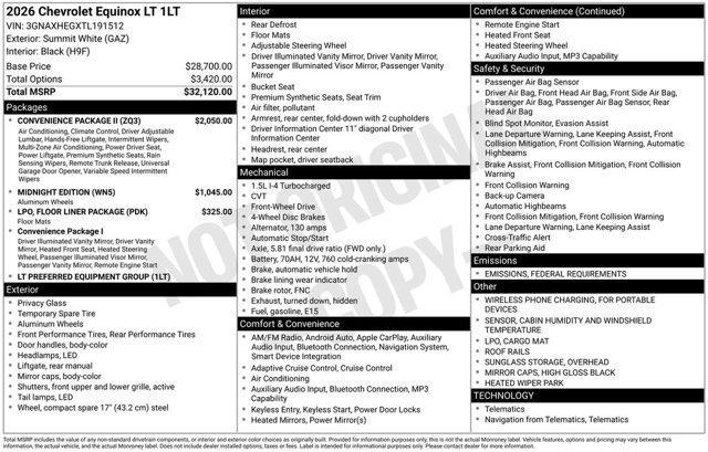 new 2026 Chevrolet Equinox car, priced at $29,915