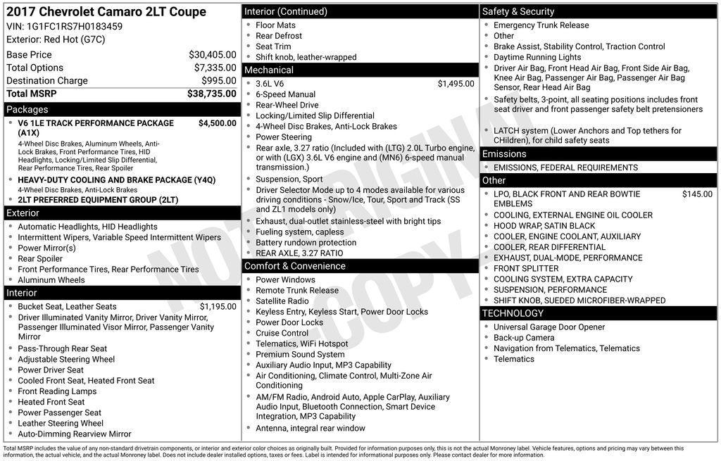 used 2017 Chevrolet Camaro car, priced at $21,777