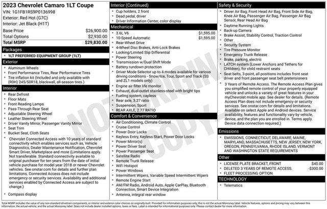 used 2023 Chevrolet Camaro car, priced at $24,225