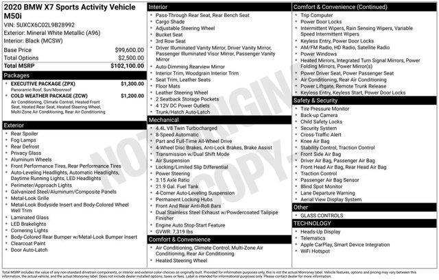used 2020 BMW X7 car, priced at $37,500