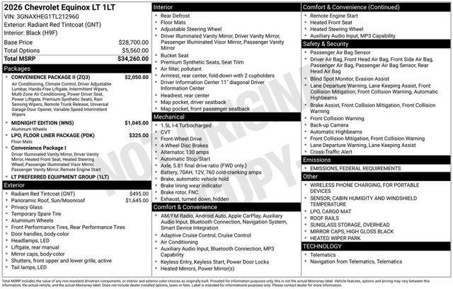 new 2026 Chevrolet Equinox car, priced at $31,905