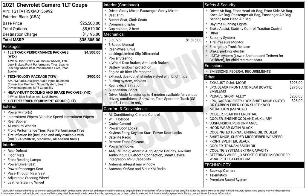 used 2021 Chevrolet Camaro car, priced at $25,500