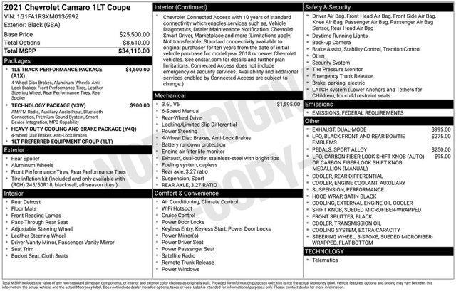 used 2021 Chevrolet Camaro car, priced at $26,251