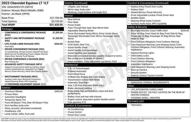 used 2023 Chevrolet Equinox car, priced at $21,771