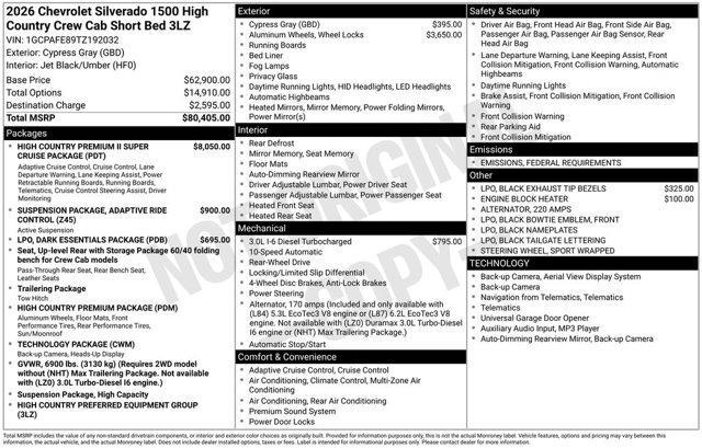 new 2026 Chevrolet Silverado 1500 car, priced at $70,655