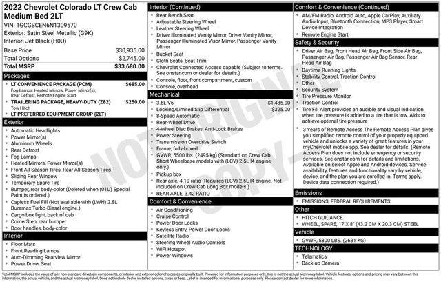 used 2022 Chevrolet Colorado car, priced at $21,777