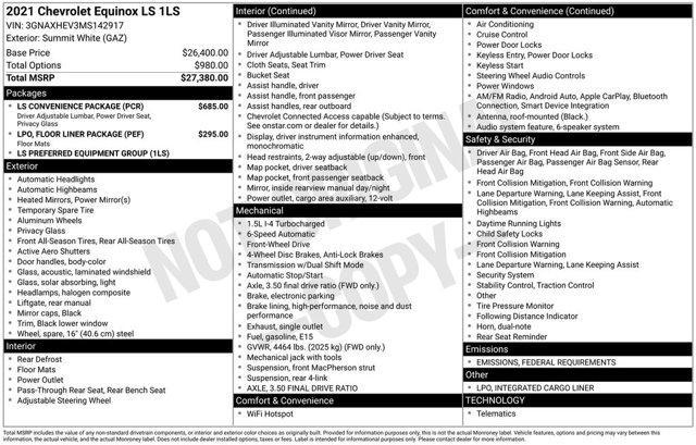 used 2021 Chevrolet Equinox car, priced at $18,000