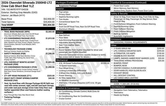 new 2026 Chevrolet Silverado 2500 car, priced at $82,649