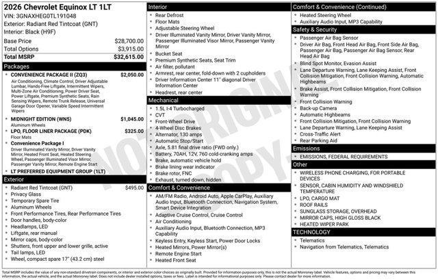 new 2026 Chevrolet Equinox car, priced at $30,410
