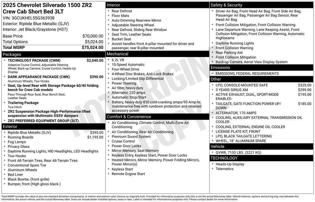 new 2025 Chevrolet Silverado 1500 car, priced at $72,219