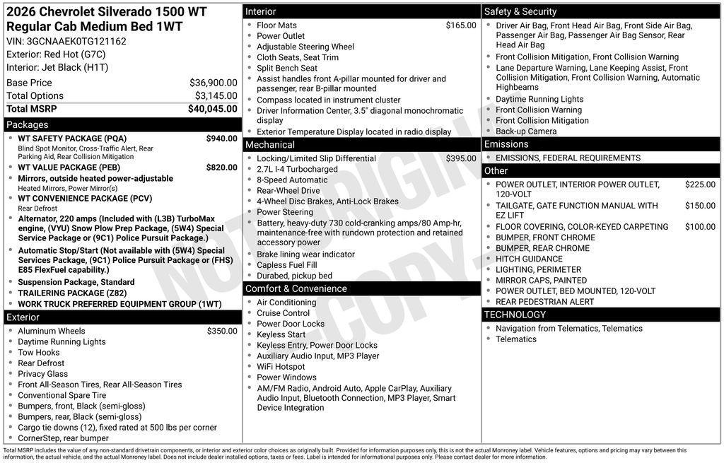 new 2026 Chevrolet Silverado 1500 car, priced at $35,040
