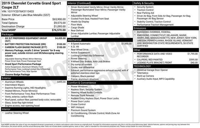 used 2019 Chevrolet Corvette car, priced at $46,500