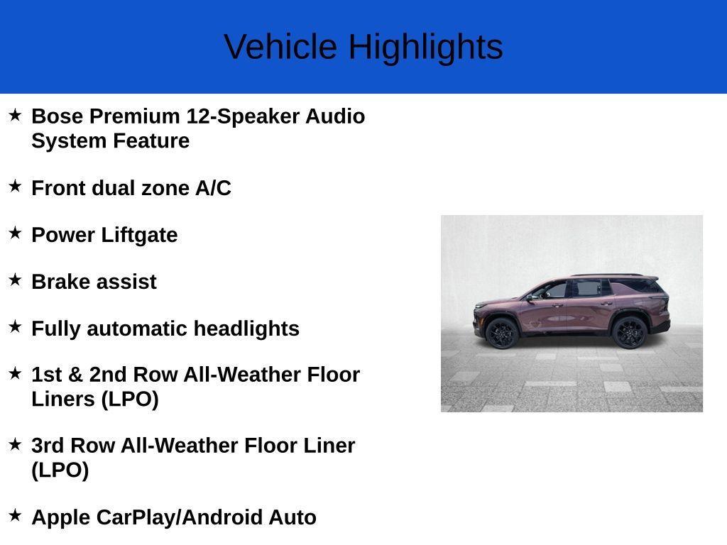 new 2025 Chevrolet Traverse car, priced at $53,835