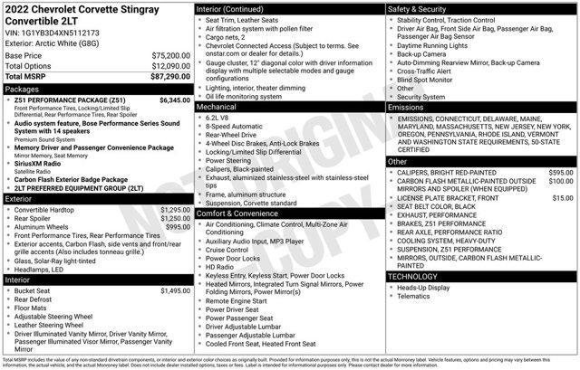 used 2022 Chevrolet Corvette car, priced at $71,771