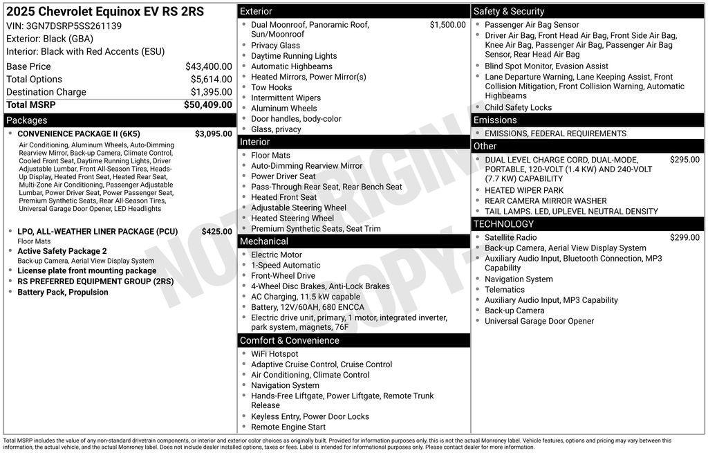 new 2025 Chevrolet Equinox EV car, priced at $44,409